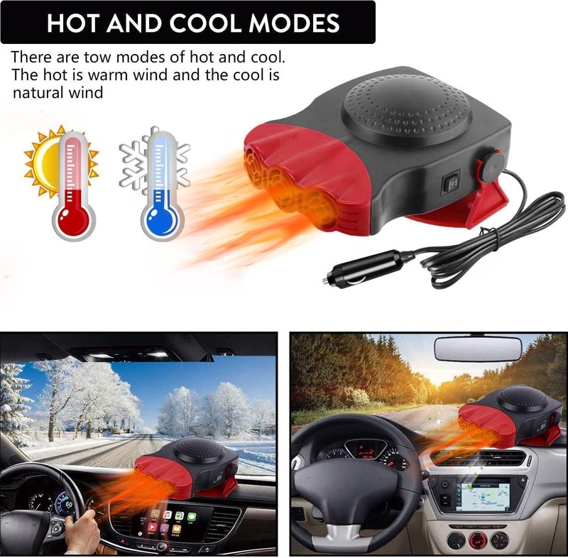 Leaflai Car Heater,12V Fast Heating Defrost Defogger, 2 in1 Fast Heating or Cooling Fan 150W Portable Car Heater(Red) - Image 5